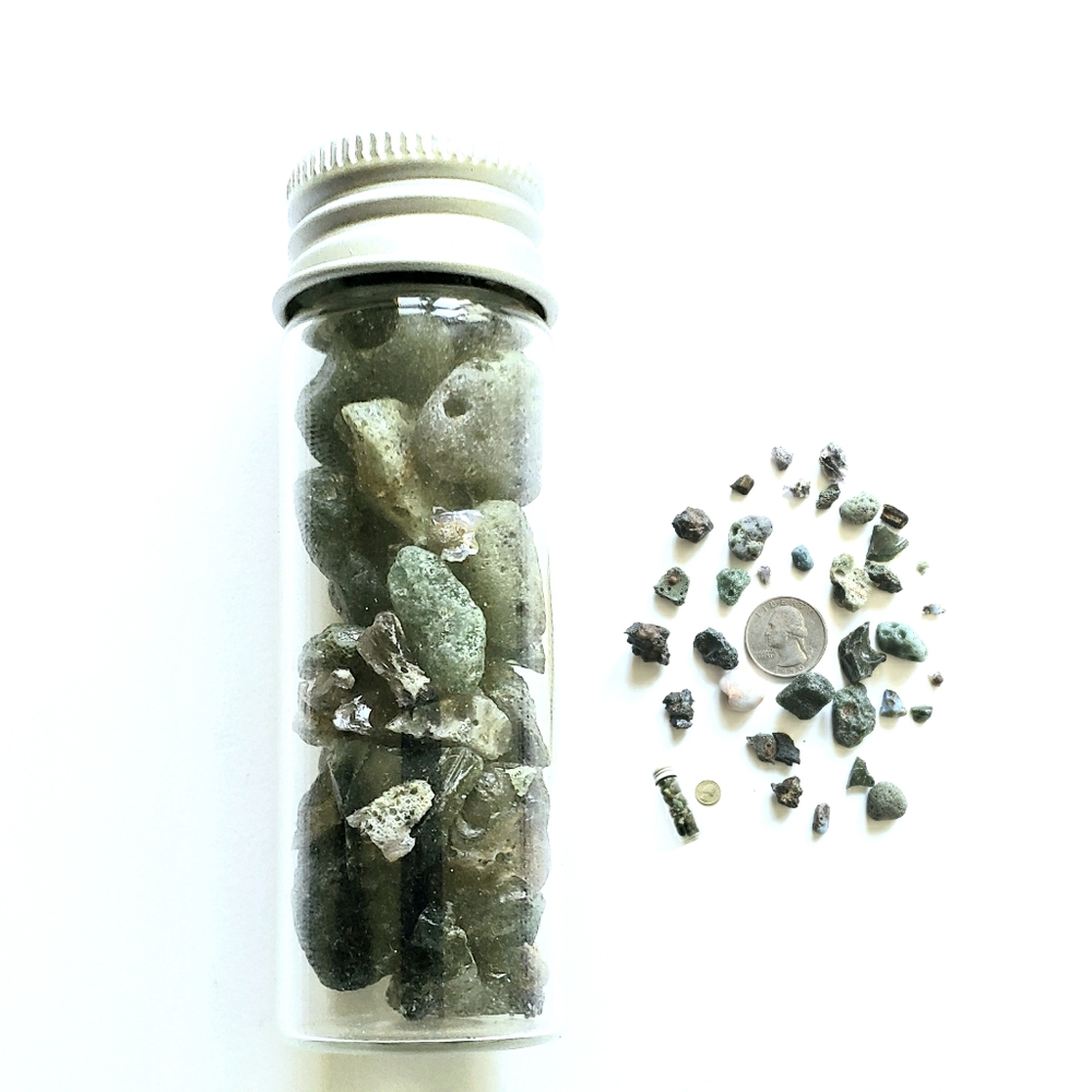 Leland & Lake Michigan sea slag glass bottle